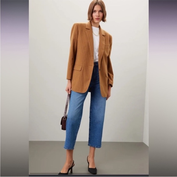 NWT Madewell Oversized Blazer in Pinstripe in Fallen Timber Size 20W - Picture 1 of 9